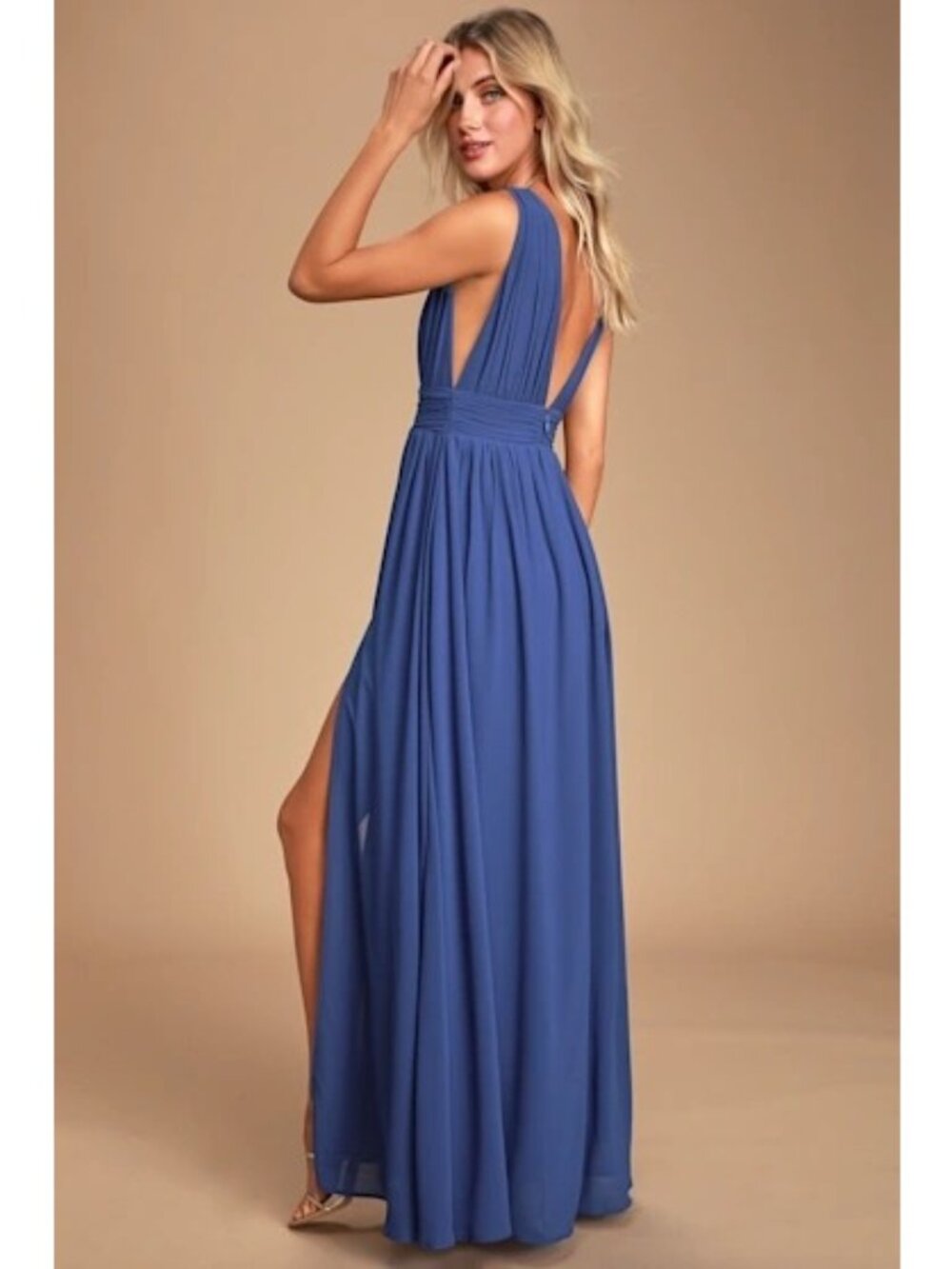 Lulus Maxi Dress Size Medium Heavenly Hues Royal Blue V Neck Fully lined - Picture 5 of 16